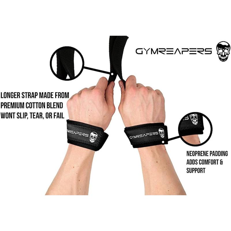 Gymreaperrss Lifting Wrist Straps for Weightlifting, Bodybuilding, Powerlifting, Strength Training, & Deadlifts - Padded Neoprene with 18 inch Cotton