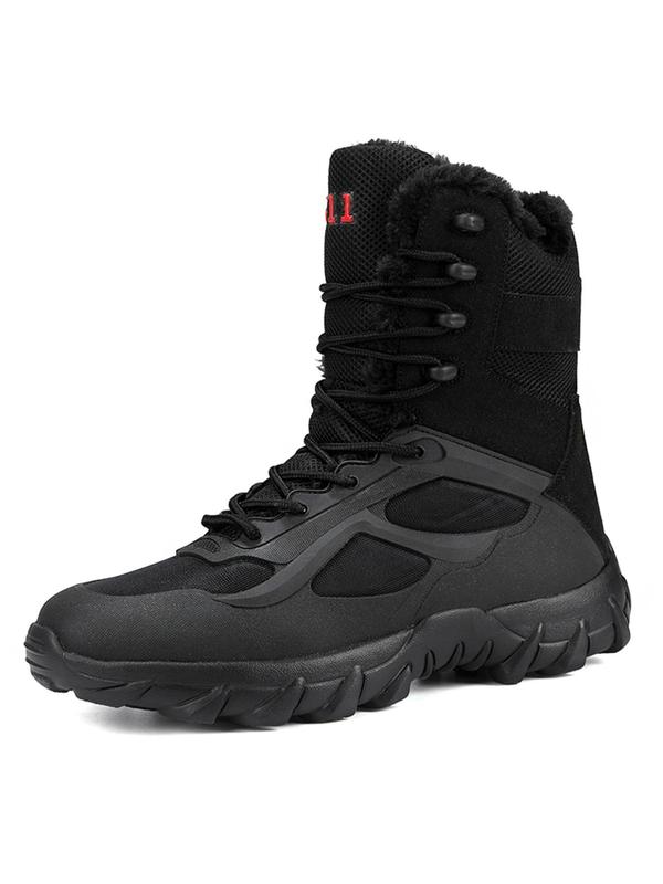 Men's Outdoor Hiking Boots, Casual Sporty Lace Up Boots, Warm & Non-slip Hiking Shoes for Desert, Mountain, Snow