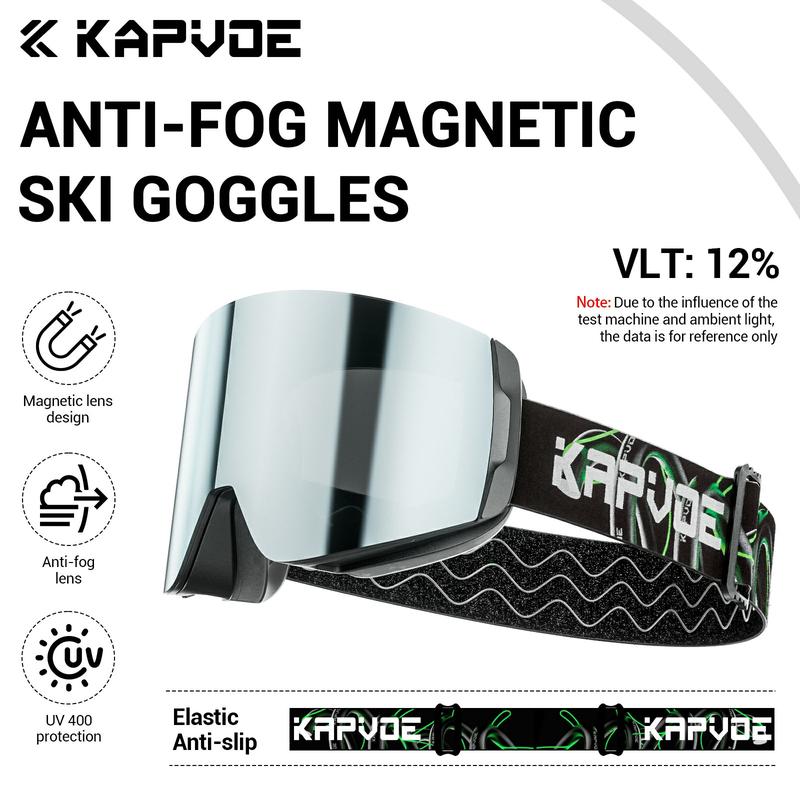 Kapvoe OTG Ski Snowboard Goggles Women Men Skiing Eyewear UV400 Snow Protection Glasses Adult Double-layer Magnetic Lens Glasses