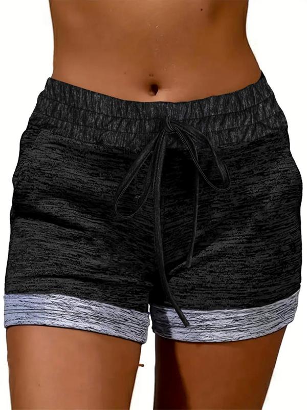 Women's Ombre Print Tie Front Elastic Waist Sports Shorts, Casual Comfy Breathable Shorts, Ladies Sportswear for All Seasons