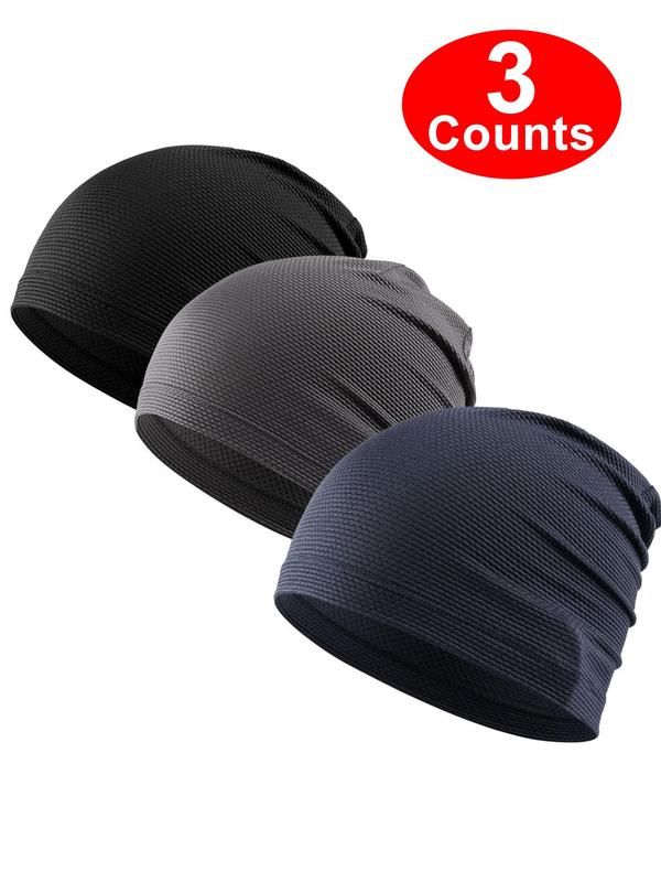 Solid Color Beanie Hats, Casual Mesh Breathable Quick-drying Outdoor Sports Hiking Camping Running Elastic Soft Skull Caps for Men & Women