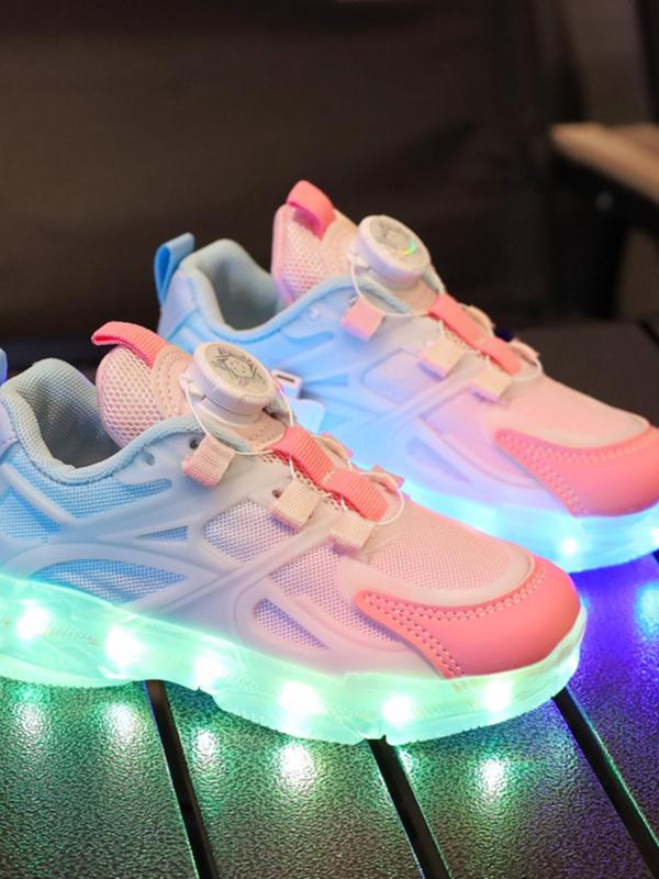 Usb Rechargeable Led Light Shoes, Colorful Rotating Button Sports Shoes, Luminous Shoes for Boys & Girls, Street Dance Shoes