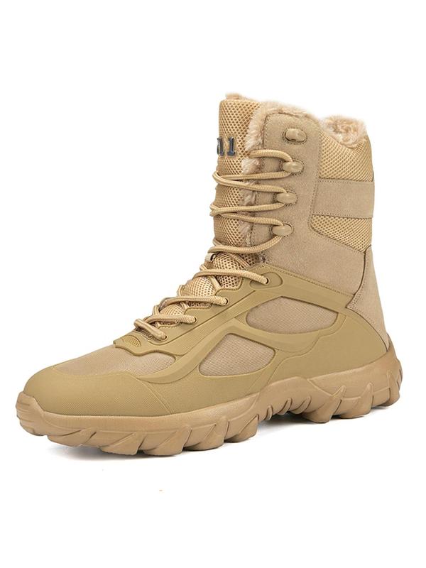 Men's Outdoor Hiking Boots, Casual Sporty Lace Up Boots, Warm & Non-slip Hiking Shoes for Desert, Mountain, Snow