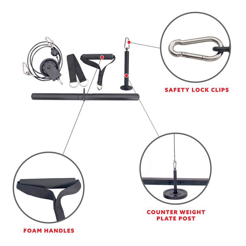 Lat Pulldown Attachment for Power Racks and Power Cages, Non-Slip Pull Bar, Pulldown Attachments, Cable Attachment for Home Gym