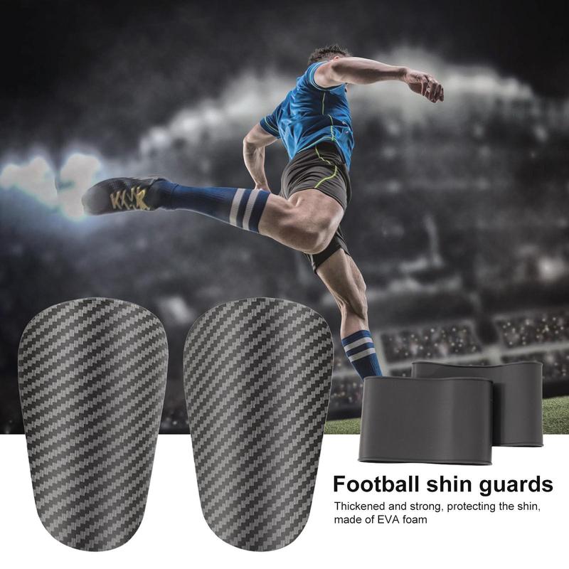 Football Shin Guard Kit, 1 Pair Carbon Fiber Pattern Shin Guard with 2 Counts Silicone Sleeves, Shin Guard for Football, Soccer, Outdoor Sports Accessories