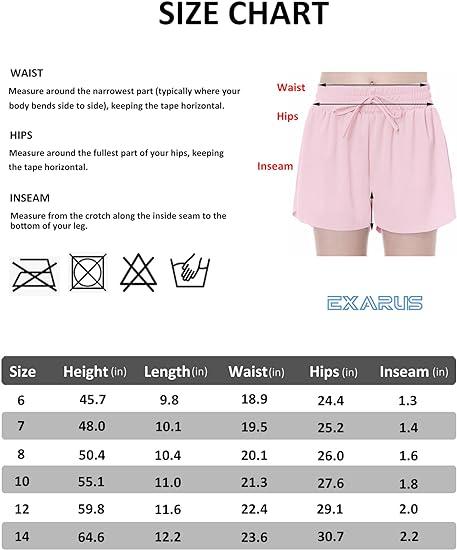 EXARUS Girls Butterfly Shorts Flowing Sports 2 in 1 Dance Tennis Cheer Skirt Running Preppy Tracksuit 6-14 Years Old clothing pink