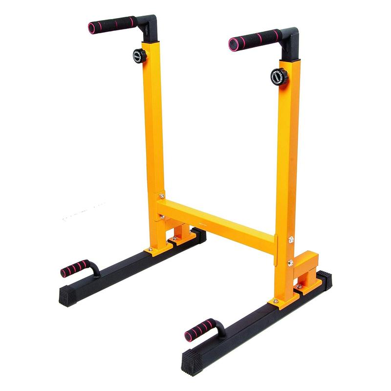 BalanceFrom Multi-Function Home Gym Exercise Dip Stand, 500lb Capacity, Yellow