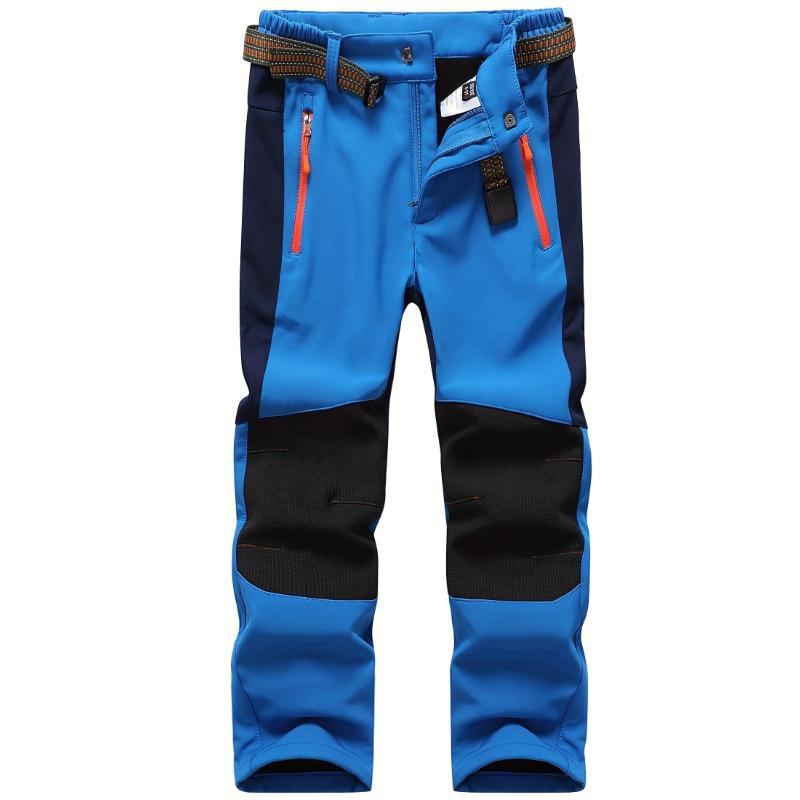 Kids Snow Ski Pants, Boys Girls Sports Hiking Outdoor Warm Trousers, Polyester Spandex Blend with Fleece Lining, Pockets, Adjustable Belt, Regular Fit, Stretch, Solid, All-Season - for Children 13+, for Outdoor parachute chef pants