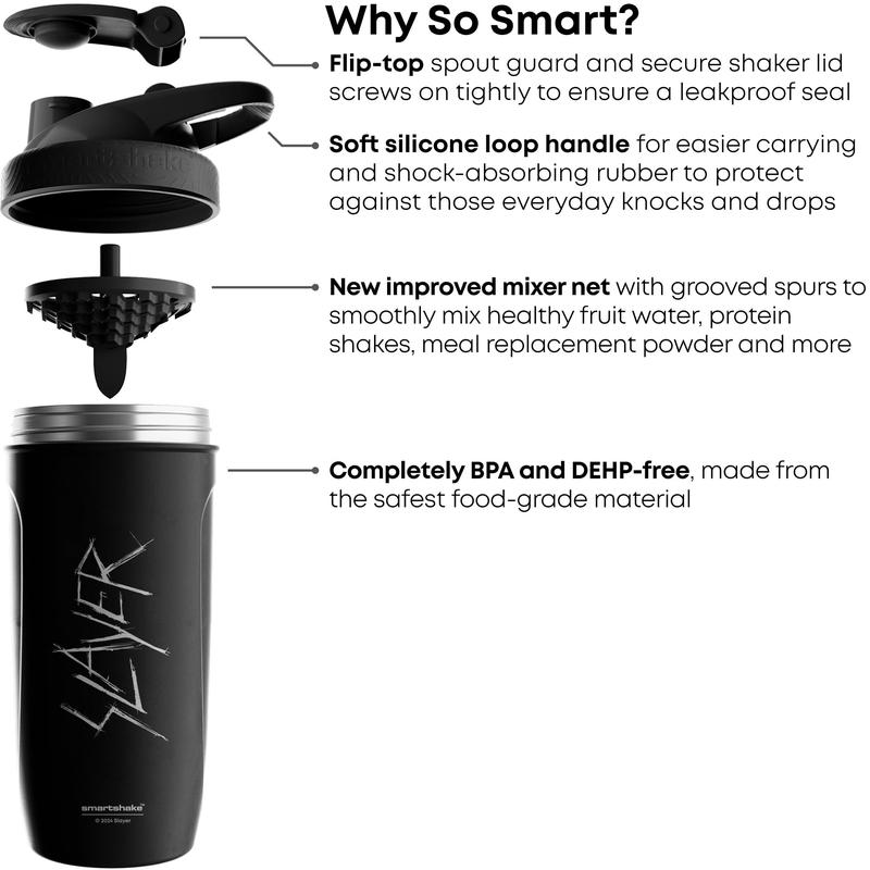 700ml Stainless Steel Protein Shaker Bottle - Leakproof Screw-On Lid, BPA-Free, Unisex - Slayer Scratchy Logo Design