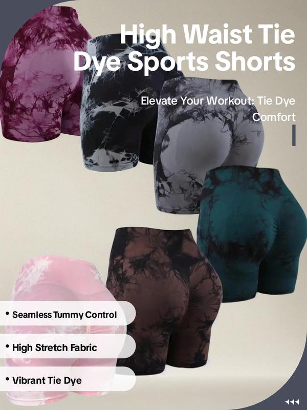 Women's Tie Dye High Waist Athletic Sports Shorts Leggings, Sporty Mufti Clothes, Skinny Gym Shorts, Gym Clothes, Back To School Outfits, Fitness for Sport & Outdoor, Fall Outfits, Ladies Sportswear Bottoms