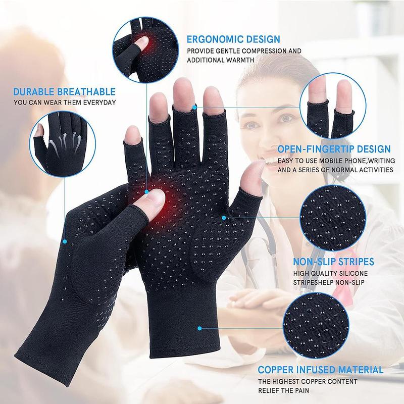 Arthritis Compression Gloves, 1 Pair Anti-slip Glue Dot Fingerless Gloves for Work, Cycling Gloves, Sports & Outdoor Accessories for Women & Men, Christmas Gift