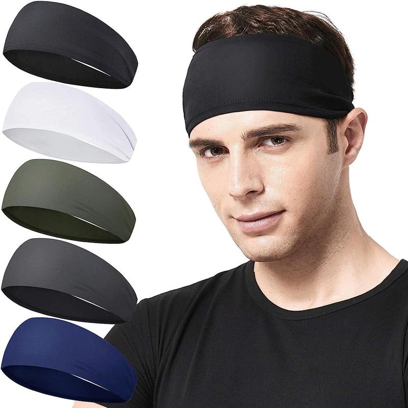 Sports Headband, 5 Counts Sweatband Sports Headband for Running, Cycling, Basketball, Fitness Workout Stretchy Unisex Hairband, Sports Accessories