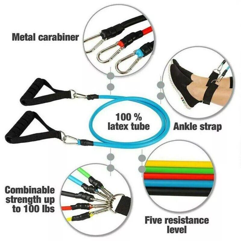 11 PCS Resistance Band Set for Yoga Pilates and Abs Exercise