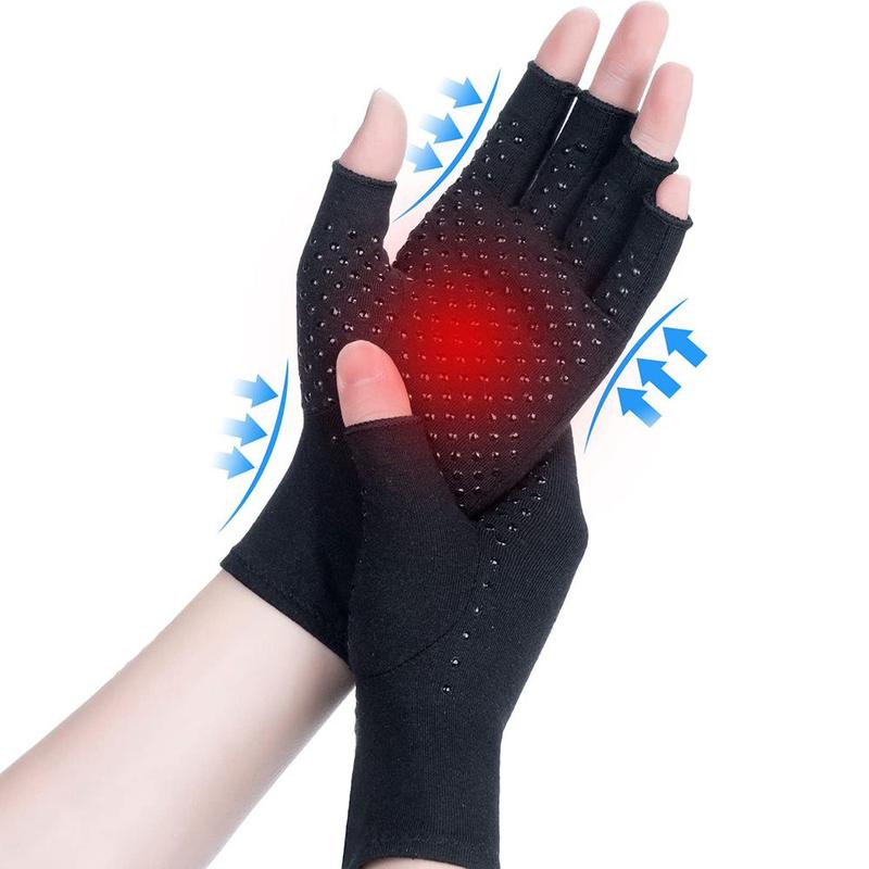 Arthritis Compression Gloves, 1 Pair Anti-slip Glue Dot Fingerless Gloves for Work, Cycling Gloves, Sports & Outdoor Accessories for Women & Men, Christmas Gift