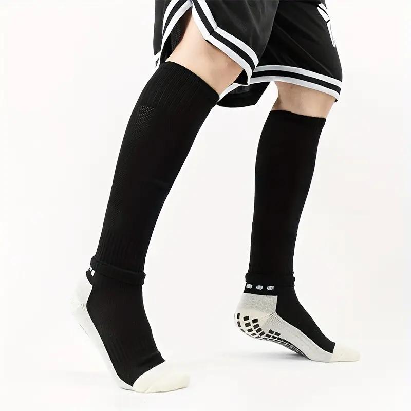 Soccer Grip Socks,Shin Guard Sleeves for Football Basketball for Men and Women Black White One Size