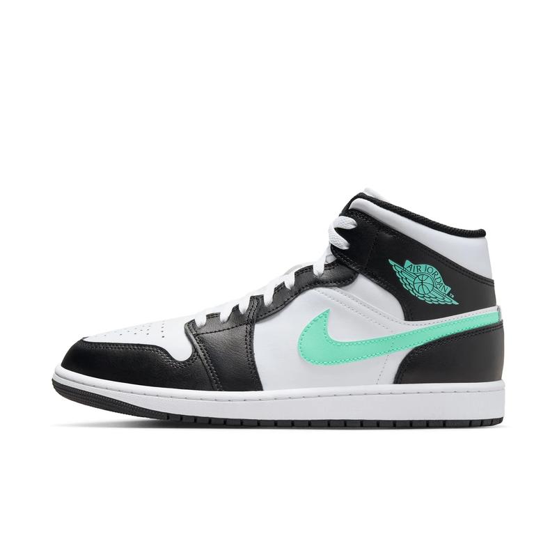 Men's Jordan 1 Mid White Green Glow-Black (DQ8426 103)