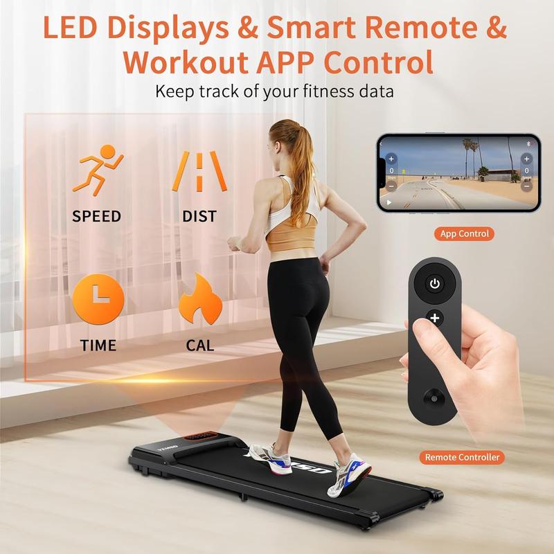 YEMSD Walking Pad Treadmill - 2.25HP Under Desk Fitness Solution for Home Office with LED Display and Remote Controller