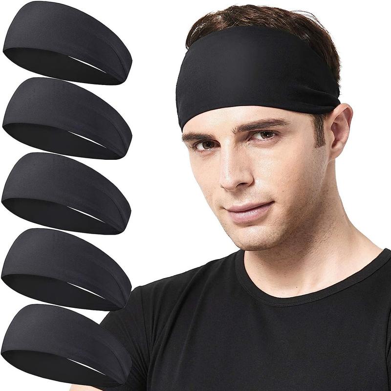 Sports Headband, 5 Counts Sweatband Sports Headband for Running, Cycling, Basketball, Fitness Workout Stretchy Unisex Hairband, Sports Accessories