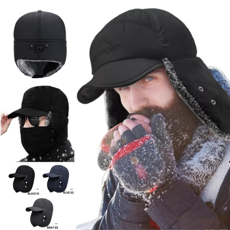 Thermal Cap 3-in-1 Men's & Women's Winter Warm Cold, Thickened Motorcycle Face Cover, Winter Essentials, Warm Fur Lined, Catcher Cap with Ear Flaps, Full Face Warm Cover, Wind Resistant Bike Motorcycle Headgear Outdoor sports cap with removable mask