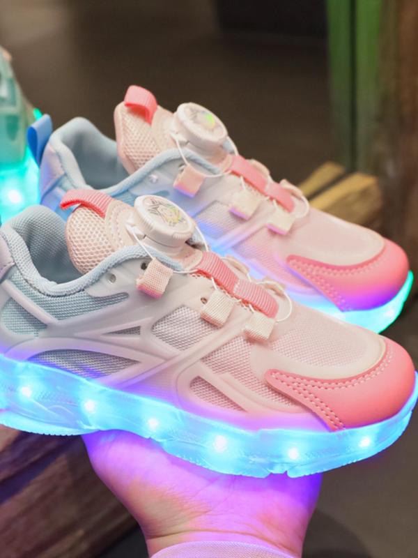 Usb Rechargeable Led Light Shoes, Colorful Rotating Button Sports Shoes, Luminous Shoes for Boys & Girls, Street Dance Shoes