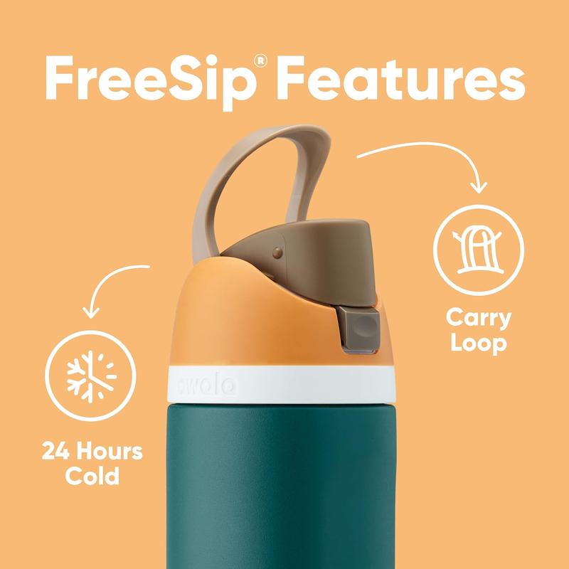 Owala FreeSip Insulated Water Bottle, 32 oz, Stainless Steel, Push-Button Lid, Perfect for Outdoor Activities and Hydration on the Go