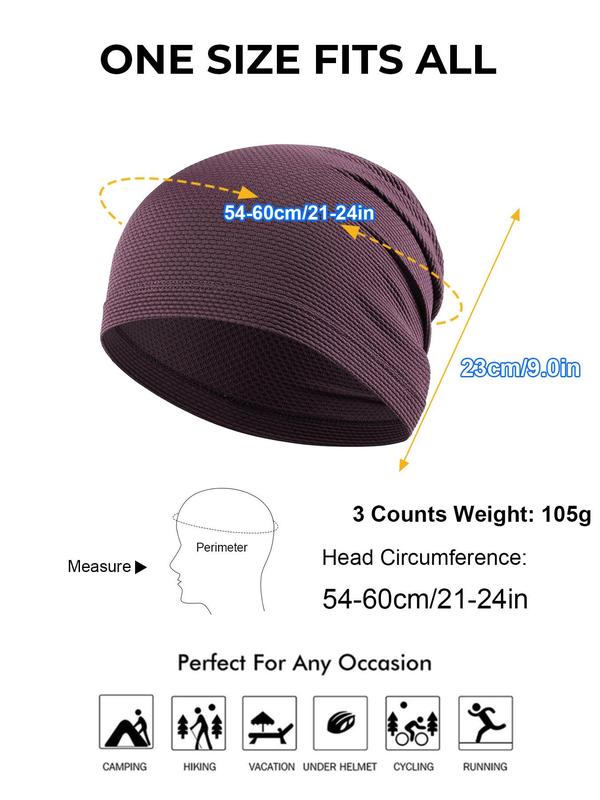 Solid Color Beanie Hats, Casual Mesh Breathable Quick-drying Outdoor Sports Hiking Camping Running Elastic Soft Skull Caps for Men & Women