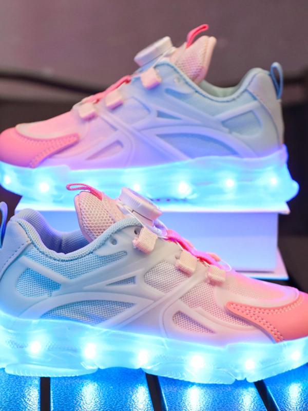 Usb Rechargeable Led Light Shoes, Colorful Rotating Button Sports Shoes, Luminous Shoes for Boys & Girls, Street Dance Shoes