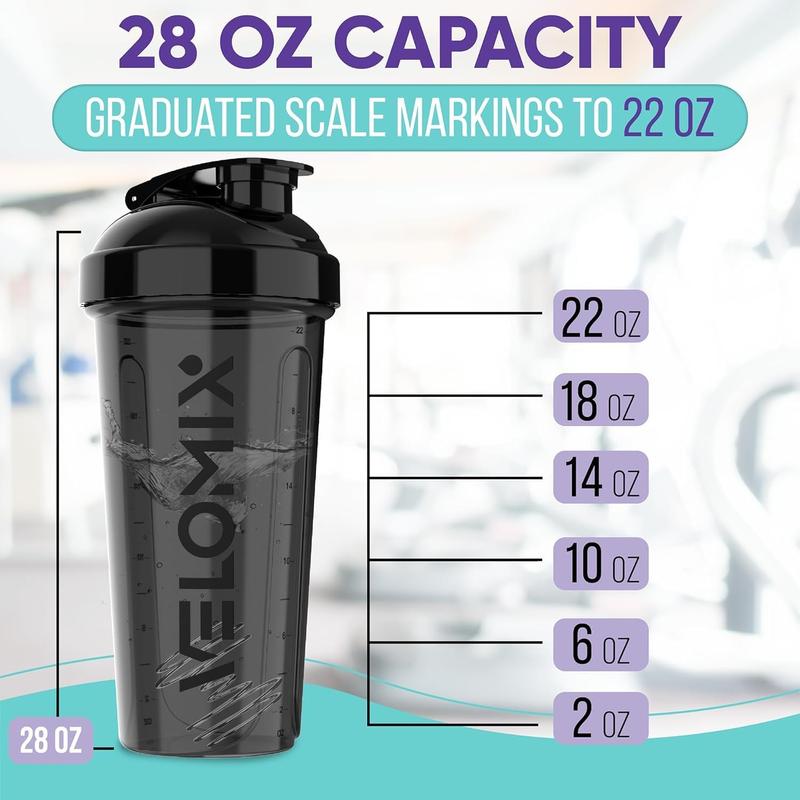 28 OZ Protein Shaker Bottles for Protein Mixes with Wire Whisk - Leak Proof Shaker Cups for Protein Shakes and Pre Workout