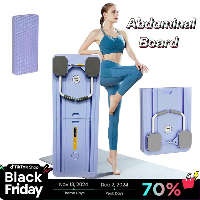 Elbow Support Automatic Rebound Abdominal Board with Knee Mat &Timer，Ab Exercise Machine for Home，Multiple Exercise Modes ,Home Pilates.