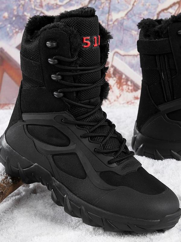 Men's Outdoor Hiking Boots, Casual Sporty Lace Up Boots, Warm & Non-slip Hiking Shoes for Desert, Mountain, Snow