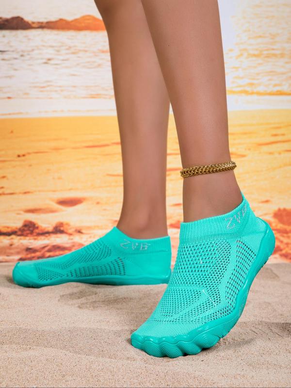 Women's Solid Color Contrast Mesh Water Shoes, Lightweight Breathable Barefoot Shoes for Beach Swimming Pool, Outdoor Sports Shoes for Women & Girls