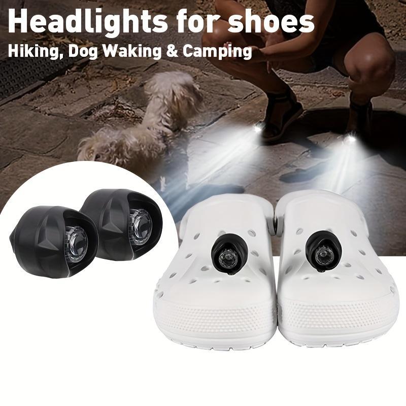 3 Light Modes Headlight for Shoes, Light Up Charm Accessories for Shoes, Clip on Headlights Flashlights for Clog Shoe Walking Camping