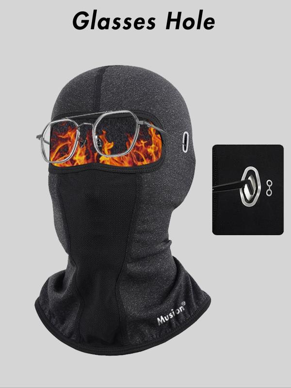 Windproof Thermal Balaclava with Glasses Hole, Stretch Fleece Face Mask, Warm Neck Warmer for Motorcycle Riding and Outdoor Sports