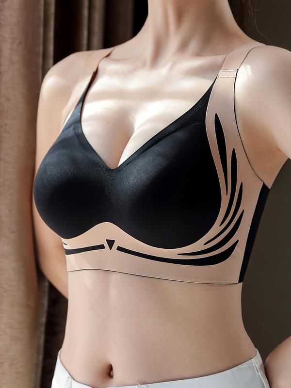 4Pcs Color Block Seamless Wireless Tank Bra, Sporty Comfy Push Up Bra, Sexy Comfy Padded Bra, Full Coverage Anti Sagging Bras Set, Breathable Adjustable Underwear Activewear, Women's Lingerie & Underwear