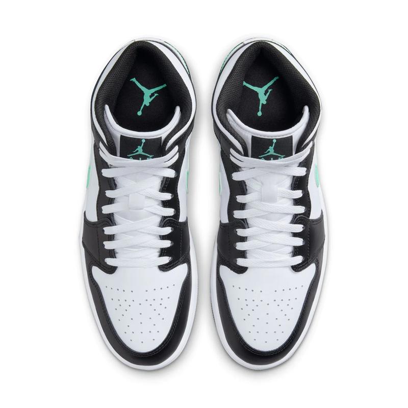 Men's Jordan 1 Mid White Green Glow-Black (DQ8426 103)