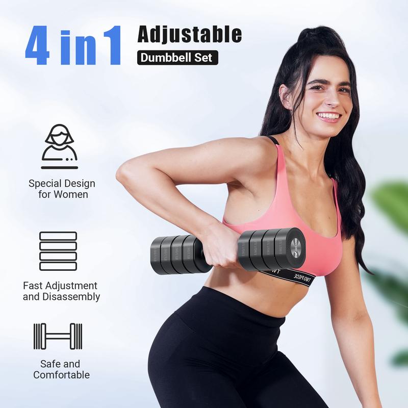 MERACH Adjustable Dumbbell Set, 4 in 1 Free Weights Dumbbells Each 2.2-8.8LBS Hand Weights for Women Soft Rubber Handle for Home Gym Exercise Training