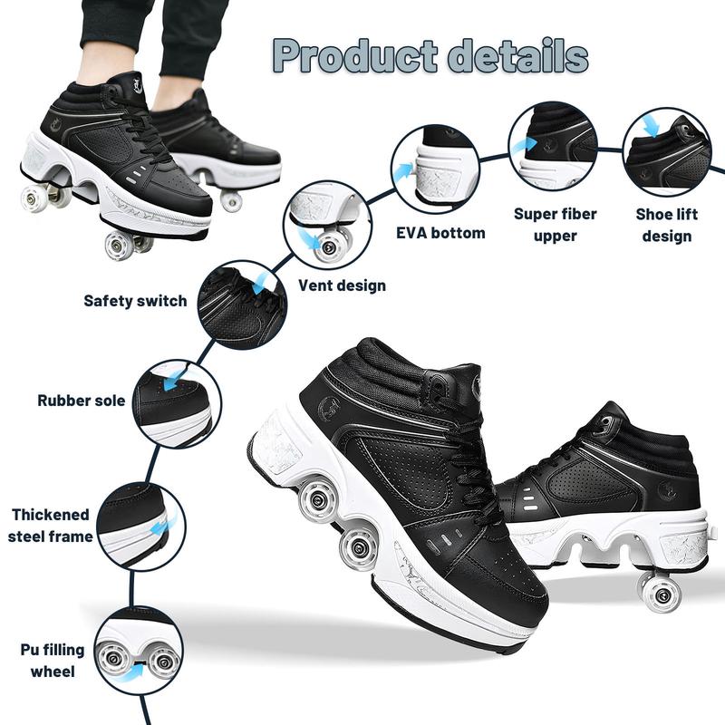 Yousulun Roller Skate Shoes for Men And Women, Sneakers with Retractable Wheels, Roller Skates with Lace for Casual, Daily, Sports and All-Season Use