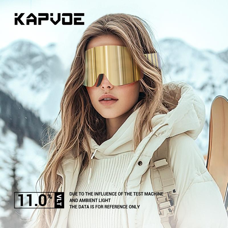 Kapvoe OTG Ski Snowboard Goggles Women Men Skiing Eyewear UV400 Snow Protection Glasses Adult Double-layer Magnetic Lens Glasses