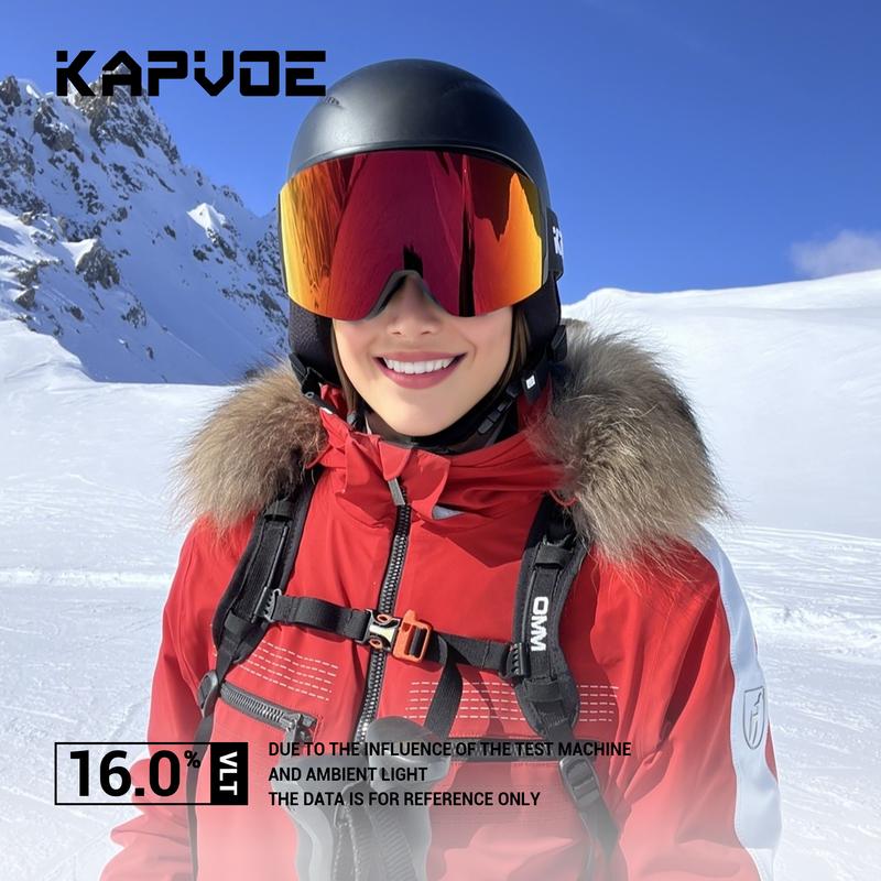 Kapvoe OTG Ski Snowboard Goggles Women Men Skiing Eyewear UV400 Snow Protection Glasses Adult Double-layer Magnetic Lens Glasses