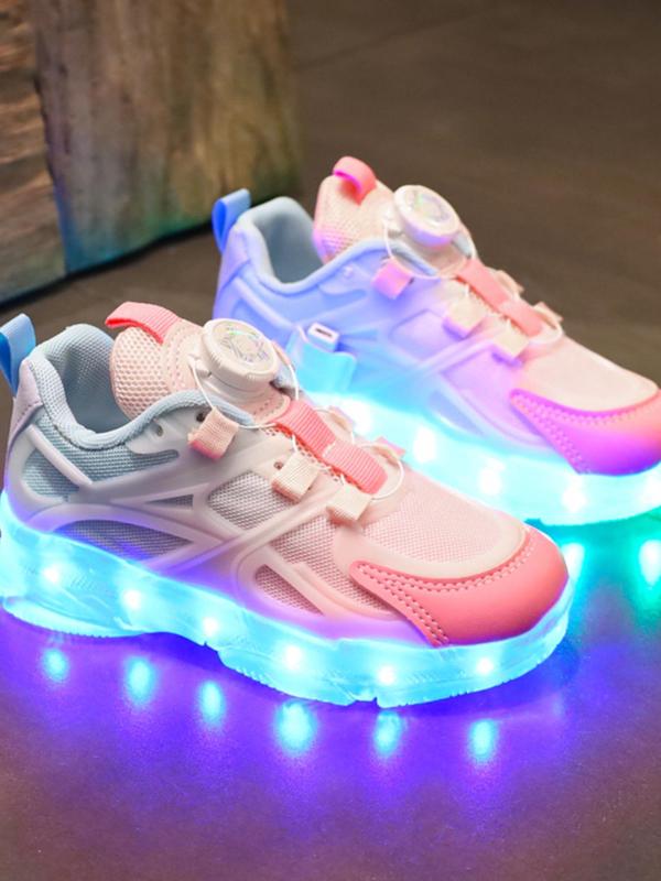 Usb Rechargeable Led Light Shoes, Colorful Rotating Button Sports Shoes, Luminous Shoes for Boys & Girls, Street Dance Shoes