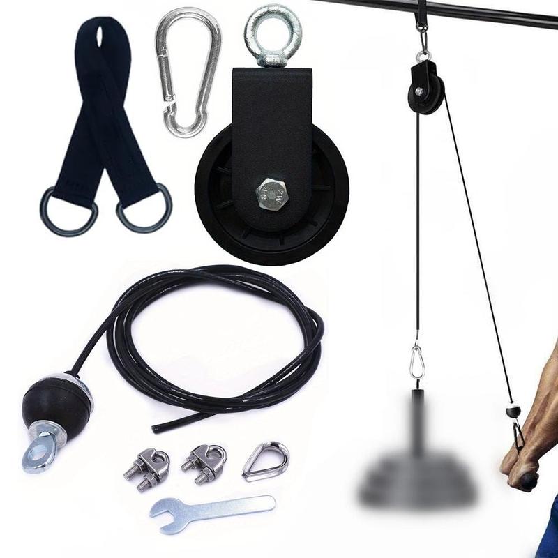 Weight Cable Pulley System Gym Kit, 360 Degree Rotating Silent Pulley, Pulley Hanging Strap Carabiner Hooks Hammock Straps for Gym Equipment, Ladder Lift