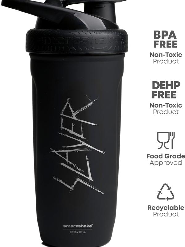 700ml Stainless Steel Protein Shaker Bottle - Leakproof Screw-On Lid, BPA-Free, Unisex - Slayer Scratchy Logo Design