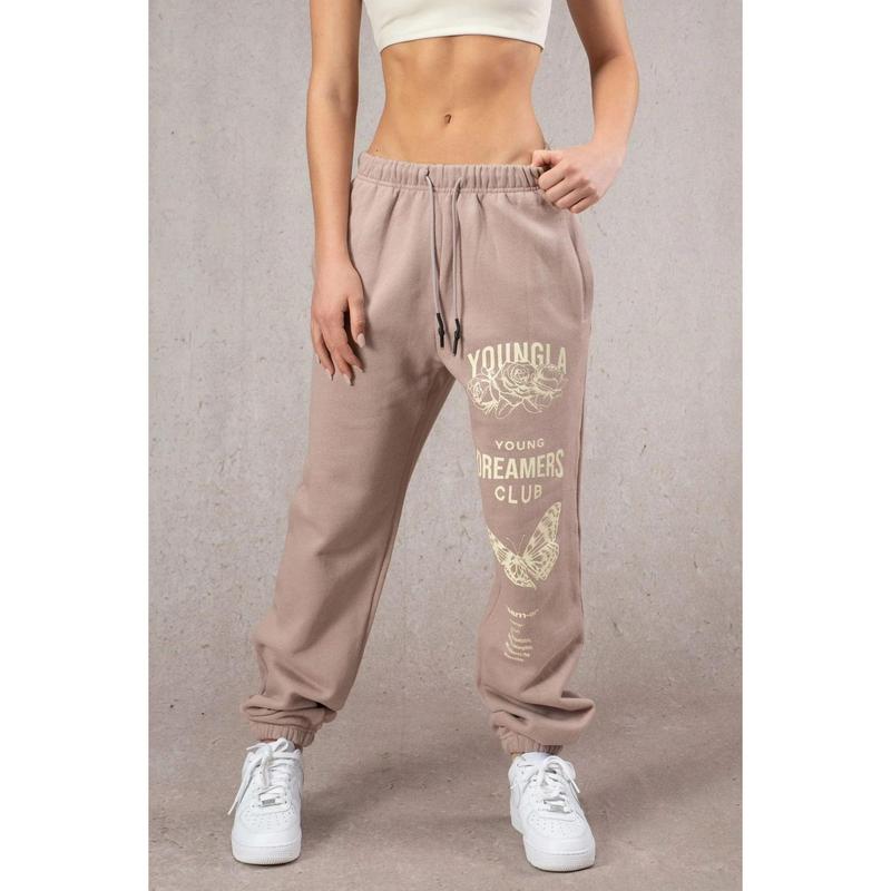 Youngla American Sports Pants Gym Bodybuilding Running Training Pants Cotton Terry Printed Ankle-Tied Trousers