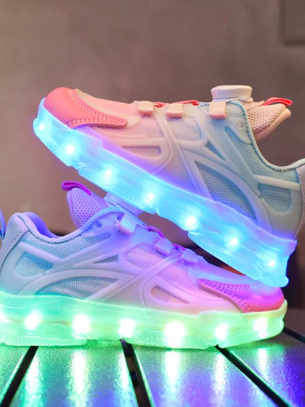 Usb Rechargeable Led Light Shoes, Colorful Rotating Button Sports Shoes, Luminous Shoes for Boys & Girls, Street Dance Shoes