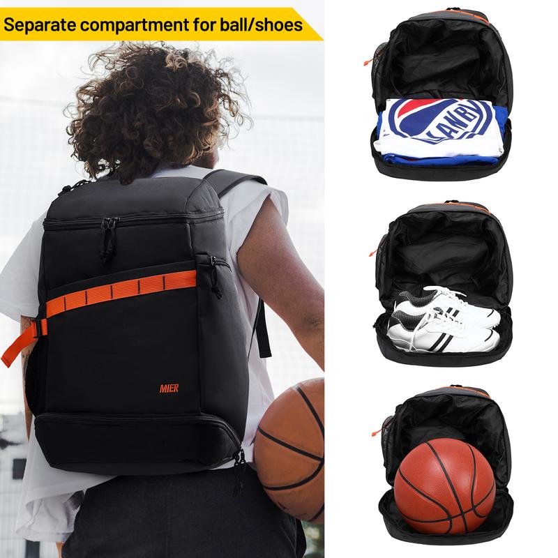 MIER Basketball Sports Backpack with Compartments Large Backpack for Travel, Gym, Soccer, Volleyball, Athletes' Bag-35L