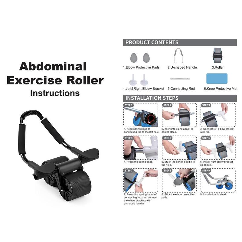 Elbow Support Belly Roller, 1 Count 2 Counts Abdominal Muscle Roller, Automatic Rebound Elbow Support Roller, Muscle Training Equipment for Home Gym