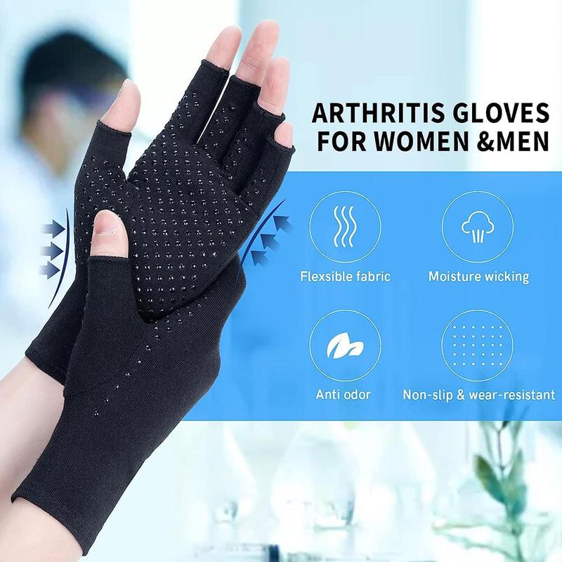 Arthritis Compression Gloves, 1 Pair Anti-slip Glue Dot Fingerless Gloves for Work, Cycling Gloves, Sports & Outdoor Accessories for Women & Men, Christmas Gift