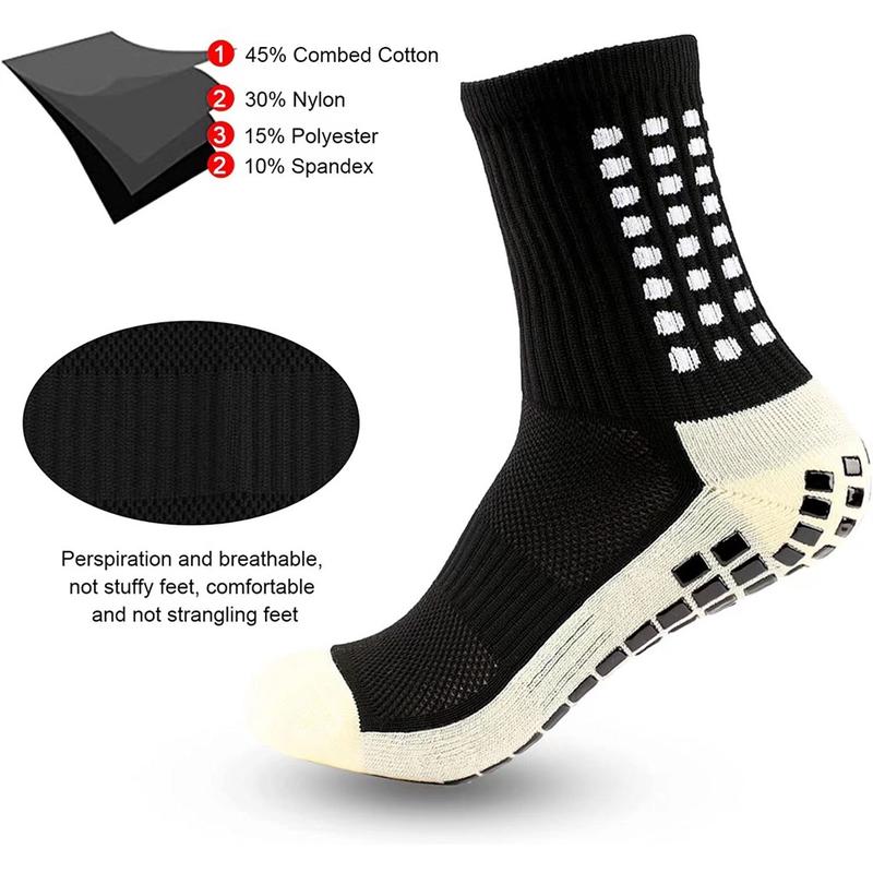 Soccer Grip Socks,Shin Guard Sleeves for Football Basketball for Men and Women Black White One Size