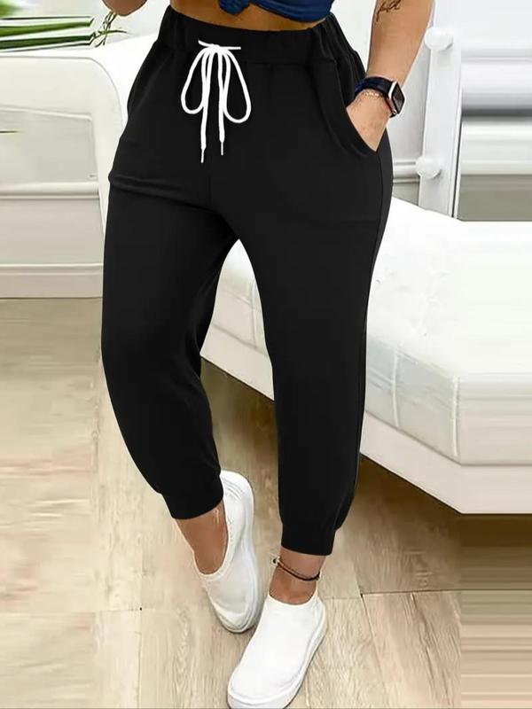 Solid Drawstring Waist Jogger Pants, Casual Pocket Sweatpants for Fall & Winter, Women's Trousers for Daily Wear