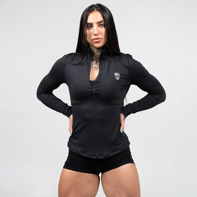 Gymreapers Women's Moisture-Wicking All-Day Comfort Quarter Zip Shirt with Reflective Logo